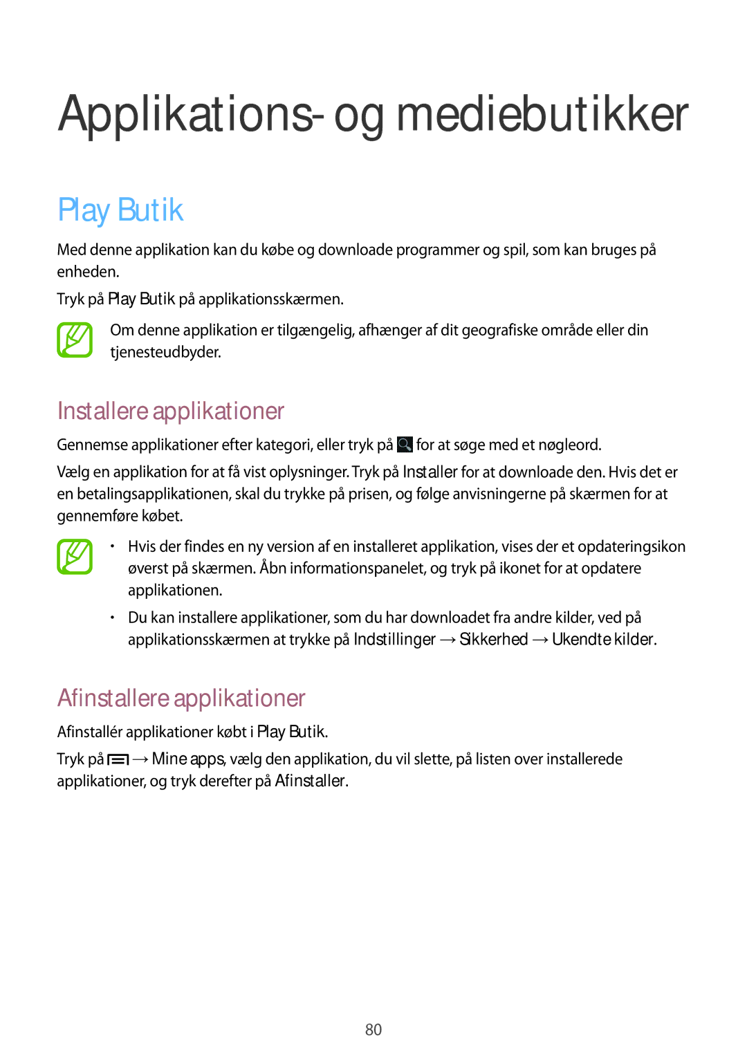 Samsung GT-I9105UANNEE, GT-I9105CWNNEE, GT-I9105UADNEE manual Applikations- og mediebutikker, Play Butik 