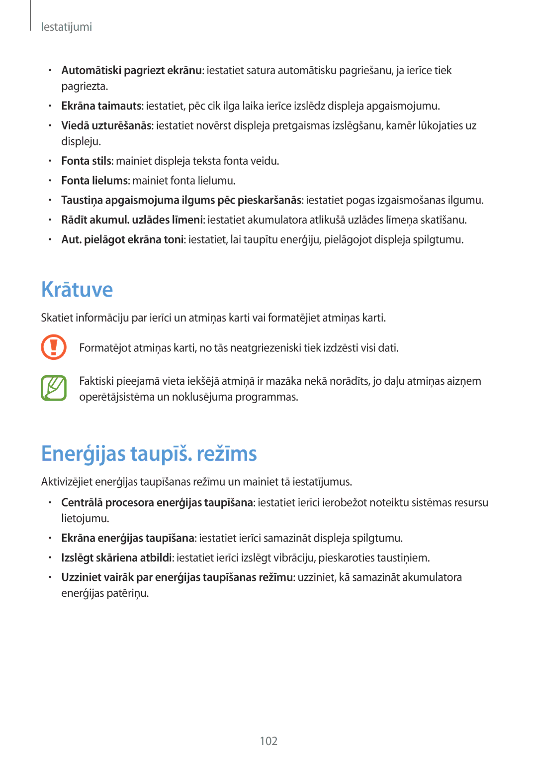 Samsung GT-I9105CWNSEB, GT-I9105UANSEB manual Krātuve, Enerģijas taupīš. režīms 