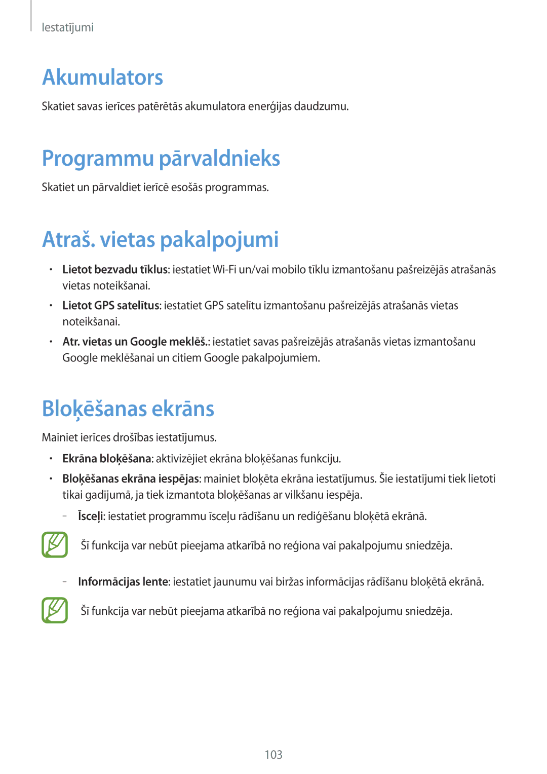 Samsung GT-I9105UANSEB, GT-I9105CWNSEB Akumulators, Programmu pārvaldnieks, Atraš. vietas pakalpojumi, Bloķēšanas ekrāns 