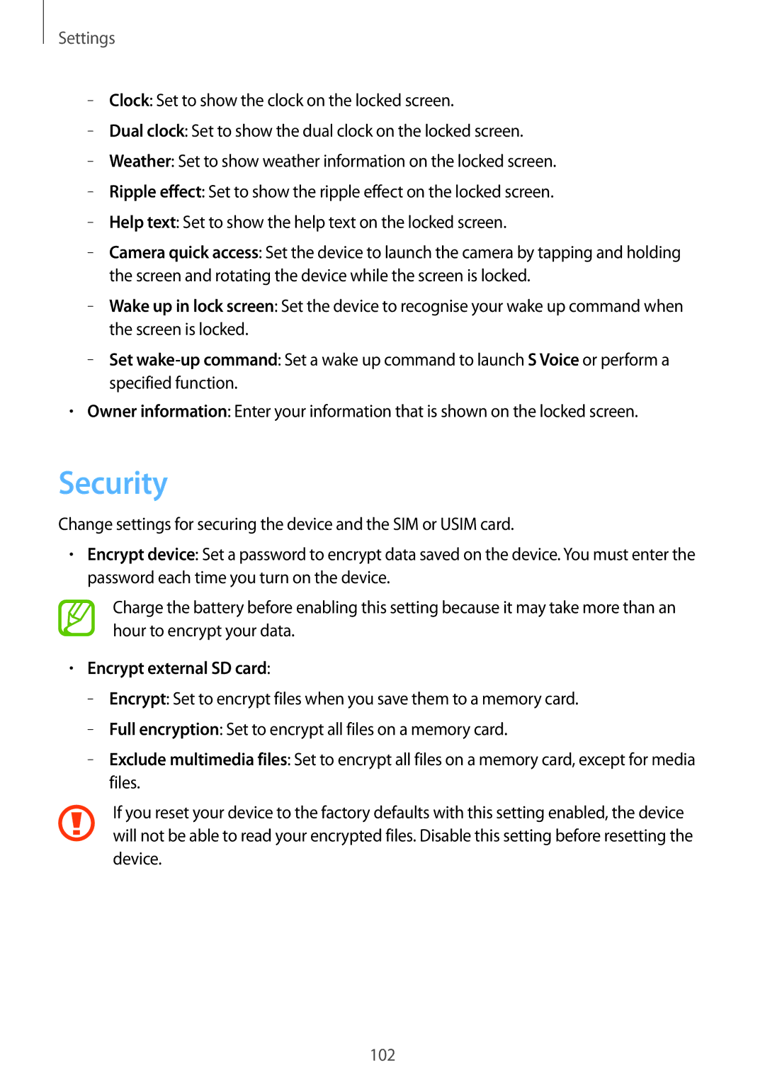 Samsung GT-I9105UADSER, GT-I9105CWDSER manual Security, Encrypt external SD card 