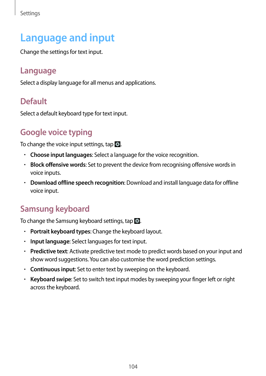 Samsung GT-I9105UADSER, GT-I9105CWDSER manual Language and input, Default, Google voice typing, Samsung keyboard 