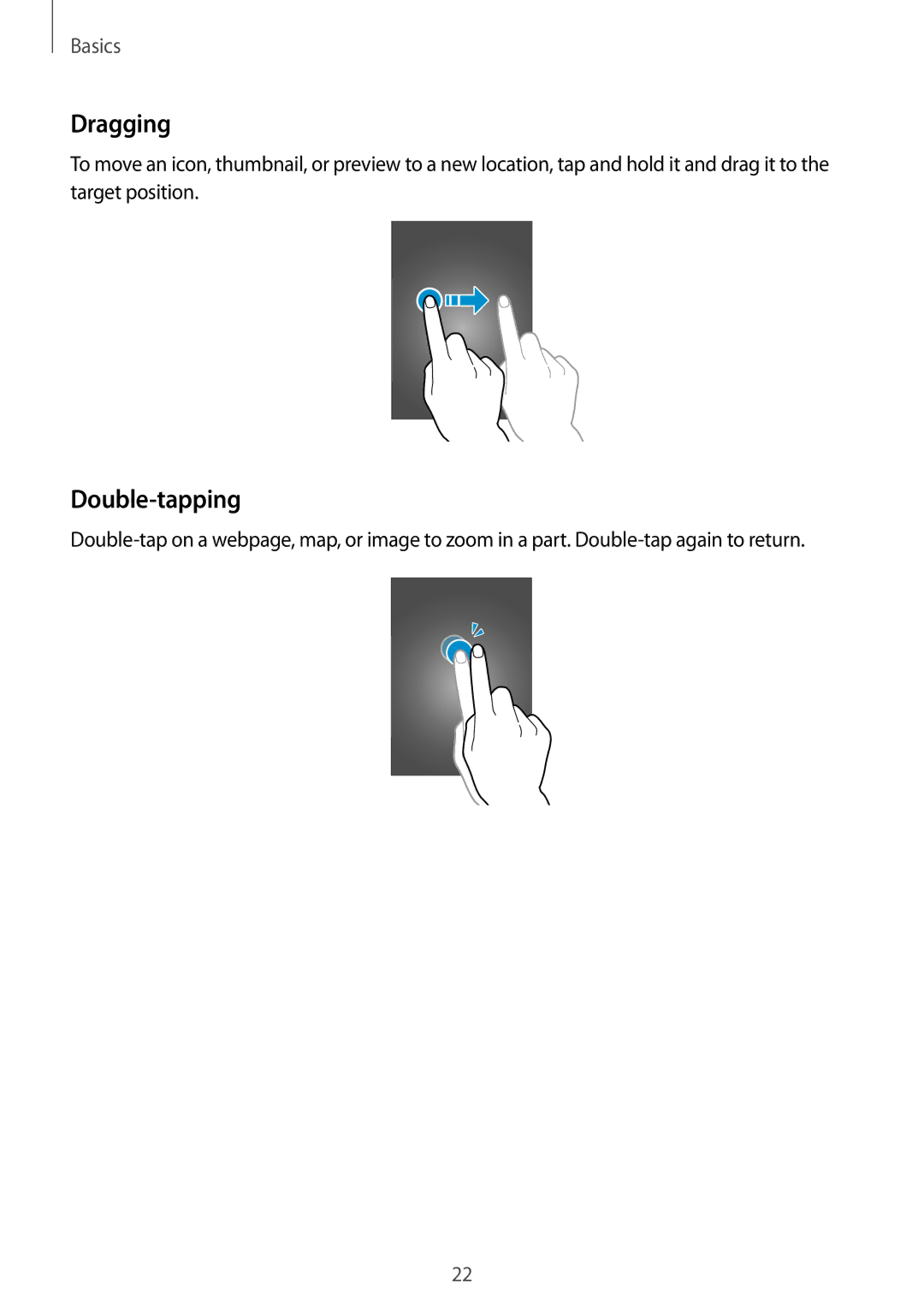 Samsung GT-I9105UADSER, GT-I9105CWDSER manual Dragging, Double-tapping 