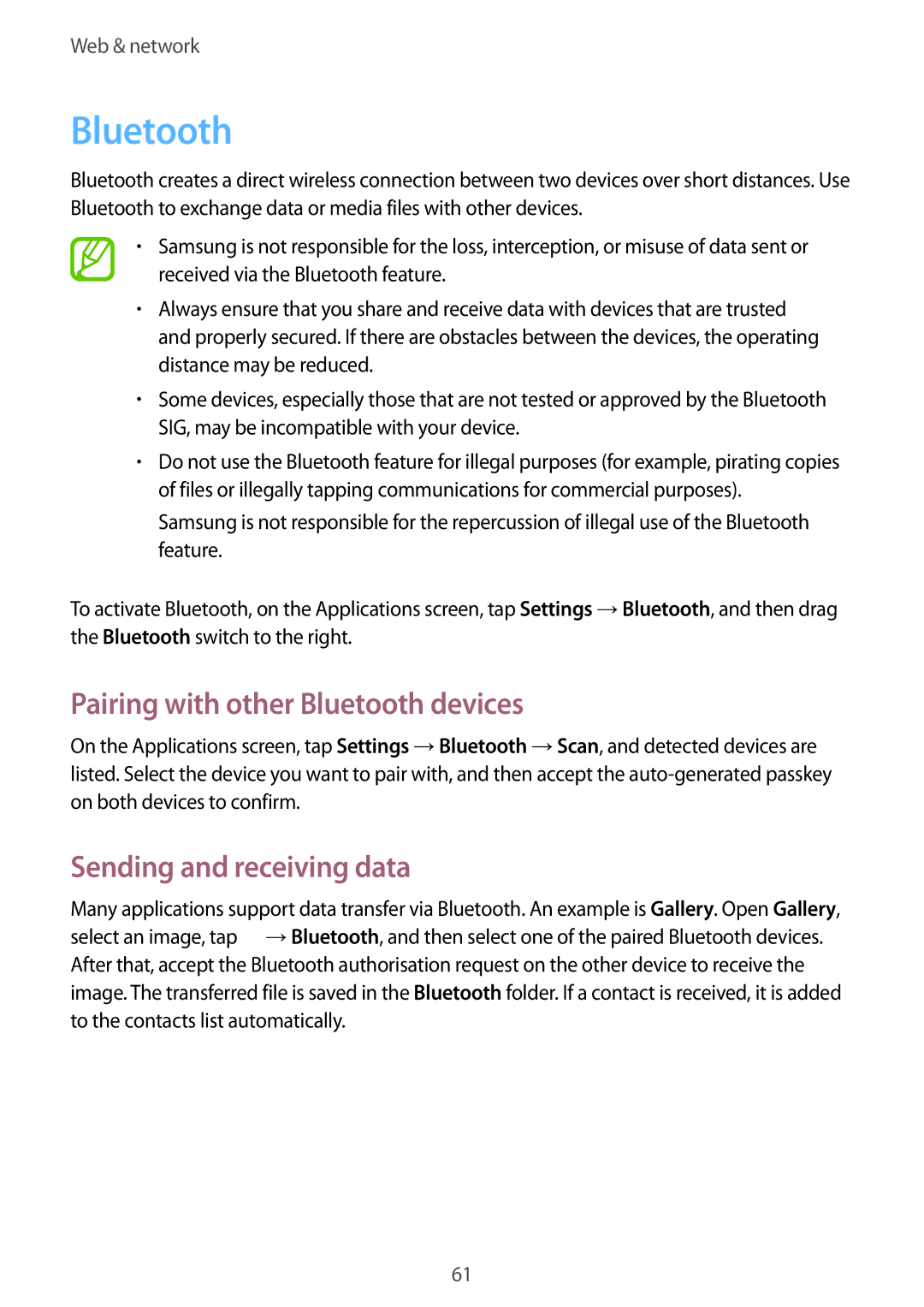 Samsung GT-I9105CWDSER, GT-I9105UADSER manual Pairing with other Bluetooth devices, Sending and receiving data 