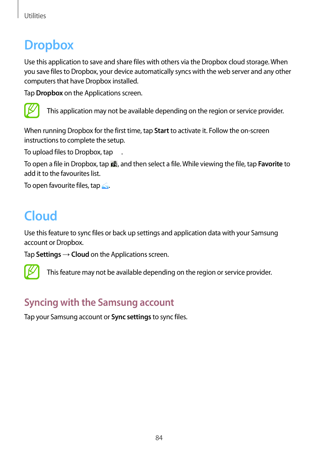 Samsung GT-I9105UADSER, GT-I9105CWDSER manual Dropbox, Cloud, Syncing with the Samsung account 