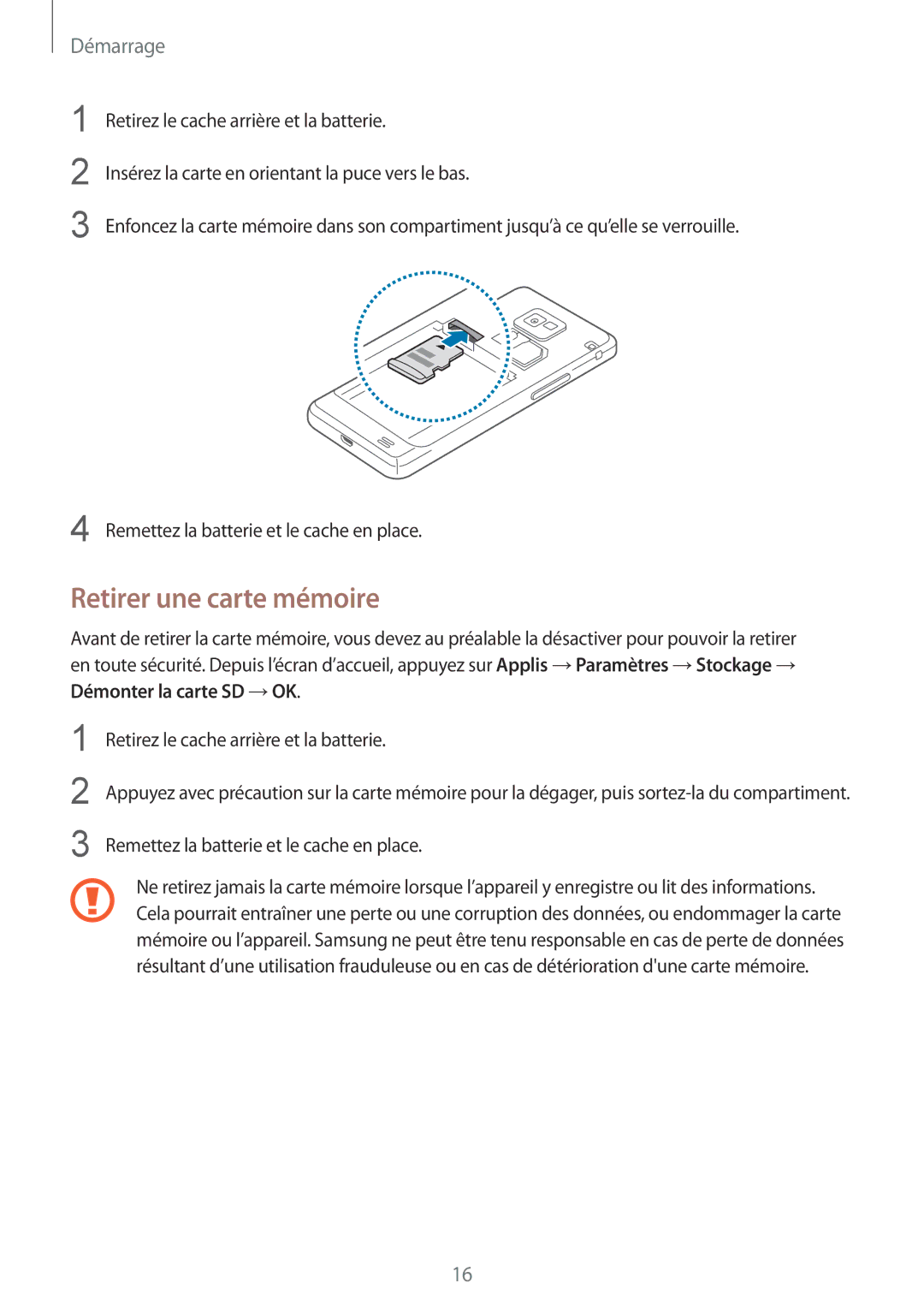 Samsung GT2I9105UANGBL, GT-I9105UANCOA, GT-I9105CWNBGL, GT2I9105CWNGBL, GT-I9105UANVVT manual Retirer une carte mémoire 