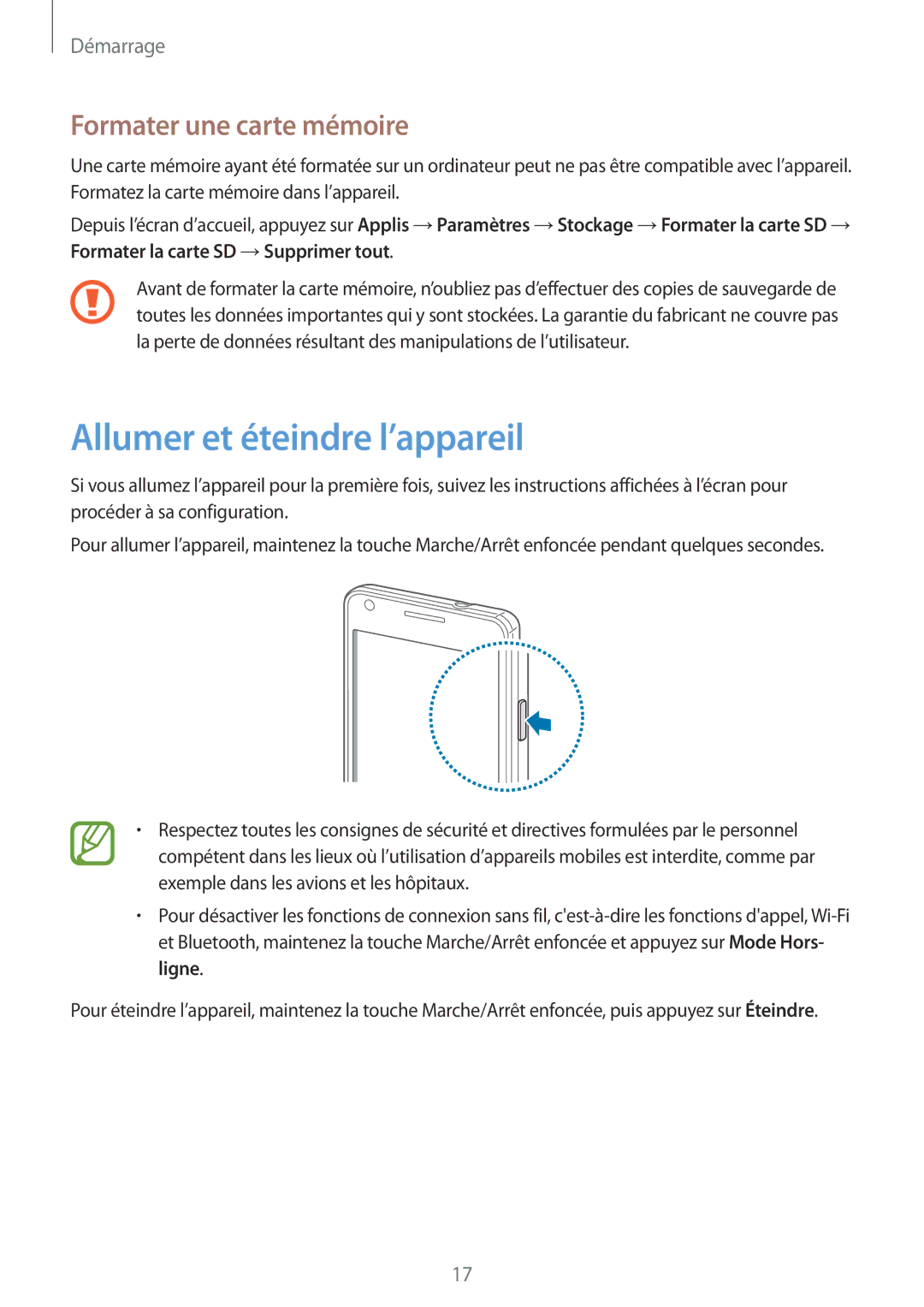 Samsung GT2I9105CWNBGL, GT-I9105UANCOA, GT-I9105CWNBGL manual Allumer et éteindre l’appareil, Formater une carte mémoire 