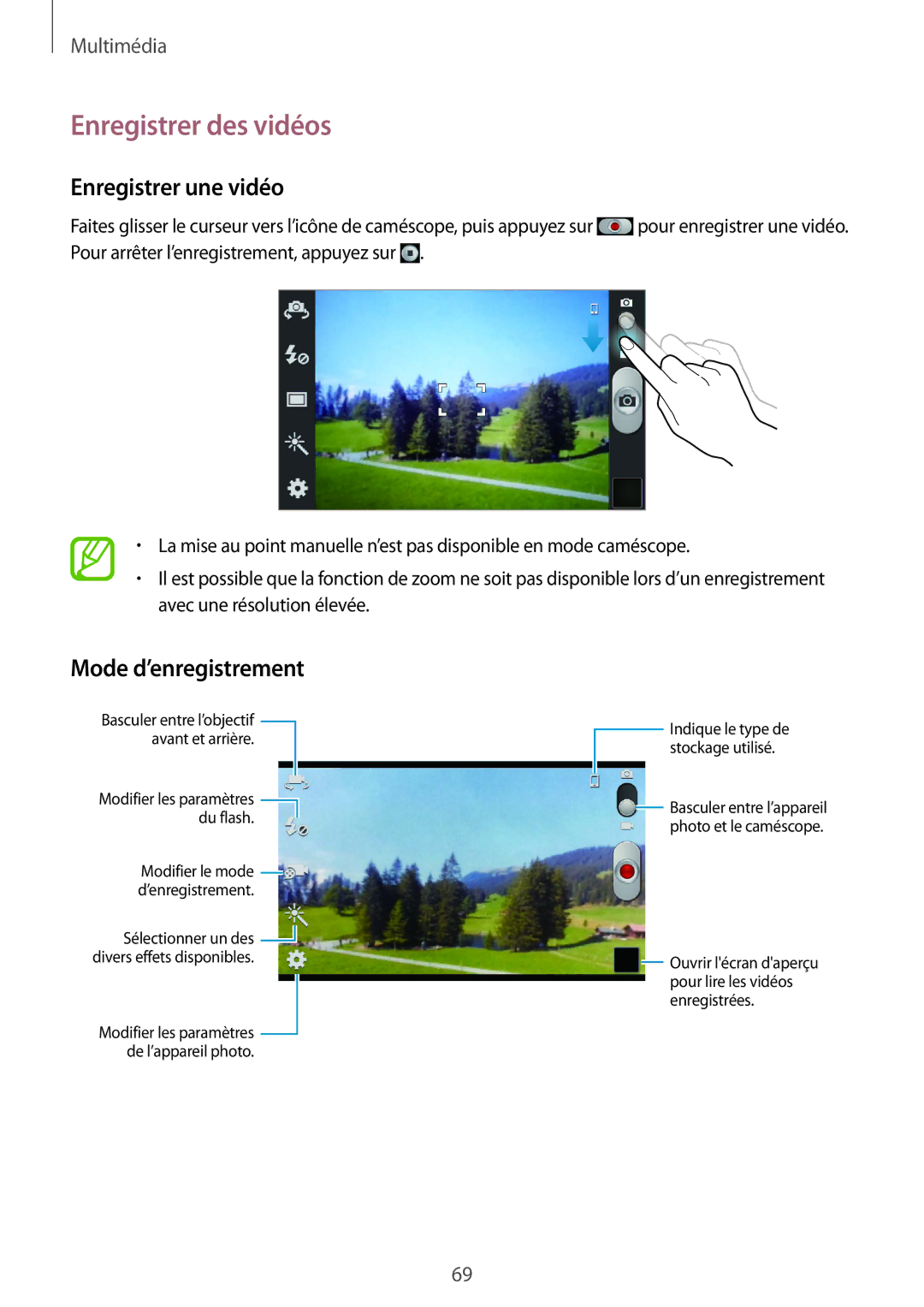 Samsung GT-I9105UANVVT, GT-I9105UANCOA, GT-I9105CWNBGL Enregistrer des vidéos, Enregistrer une vidéo, Mode d’enregistrement 