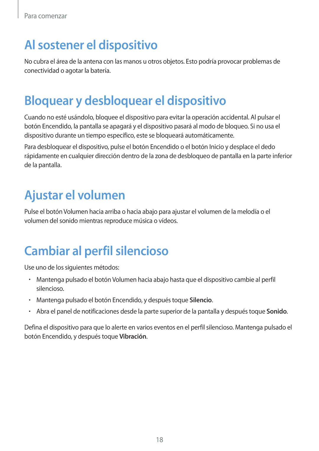 Samsung GT-I9105UANPHE manual Al sostener el dispositivo, Bloquear y desbloquear el dispositivo, Ajustar el volumen 