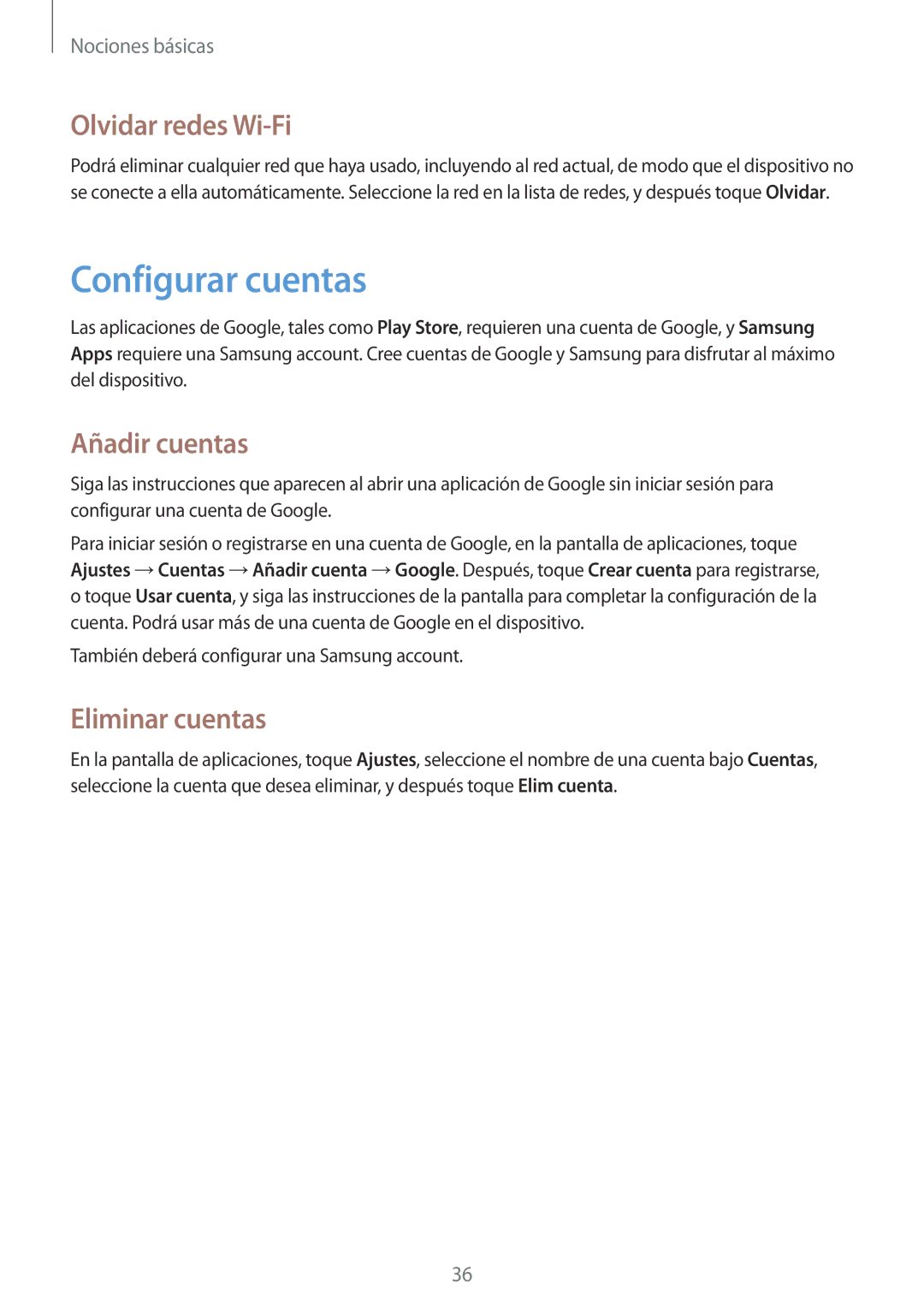 Samsung GT-I9105CWNPHE, GT-I9105UANTPH manual Configurar cuentas, Olvidar redes Wi-Fi, Añadir cuentas, Eliminar cuentas 