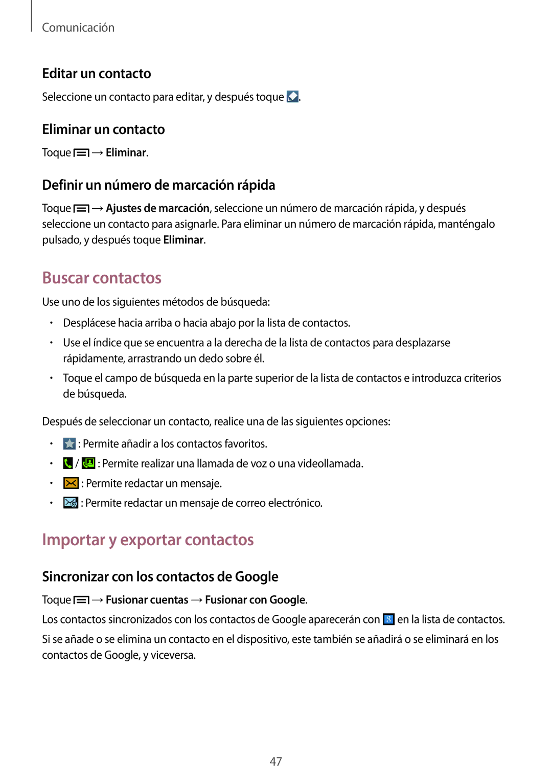 Samsung GT-I9105UANATO, GT-I9105UANTPH, GT-I9105UANDBT, GT-I9105CWNDBT manual Buscar contactos, Importar y exportar contactos 