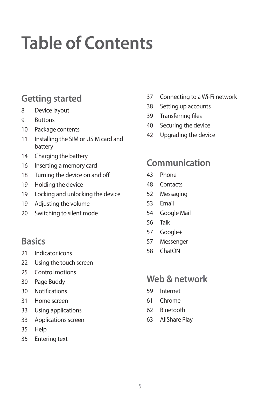 Samsung GT-I9105CWNCYV, GT-I9105UANTPH, GT-I9105UANDBT, GT-I9105CWNDBT, GT-I9105UANVIA, GT-I9105UANDTM manual Table of Contents 