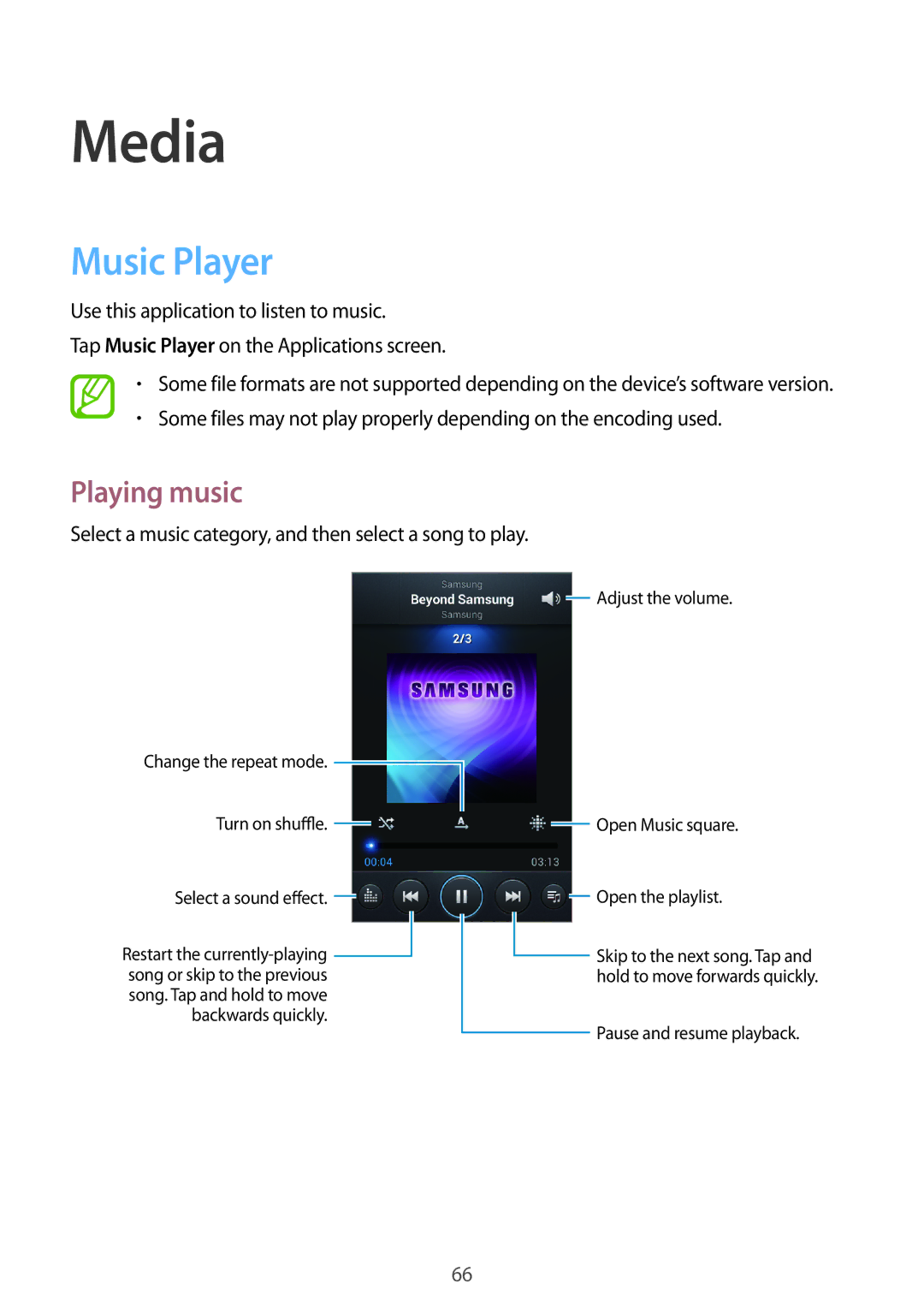 Samsung GT-I9105CWNXEO, GT-I9105UANTPH, GT-I9105UANDBT, GT-I9105CWNDBT, GT-I9105UANVIA Media, Music Player, Playing music 