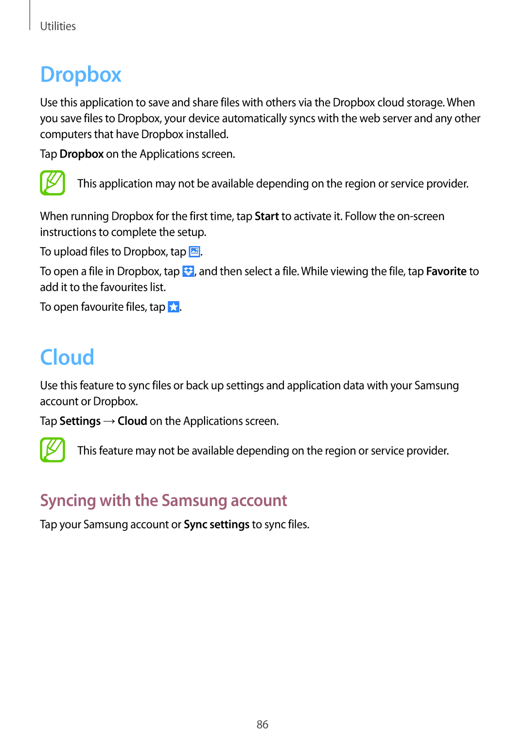 Samsung GT-I9105CWNVVT, GT-I9105UANTPH, GT-I9105UANDBT, GT-I9105CWNDBT manual Dropbox, Cloud, Syncing with the Samsung account 