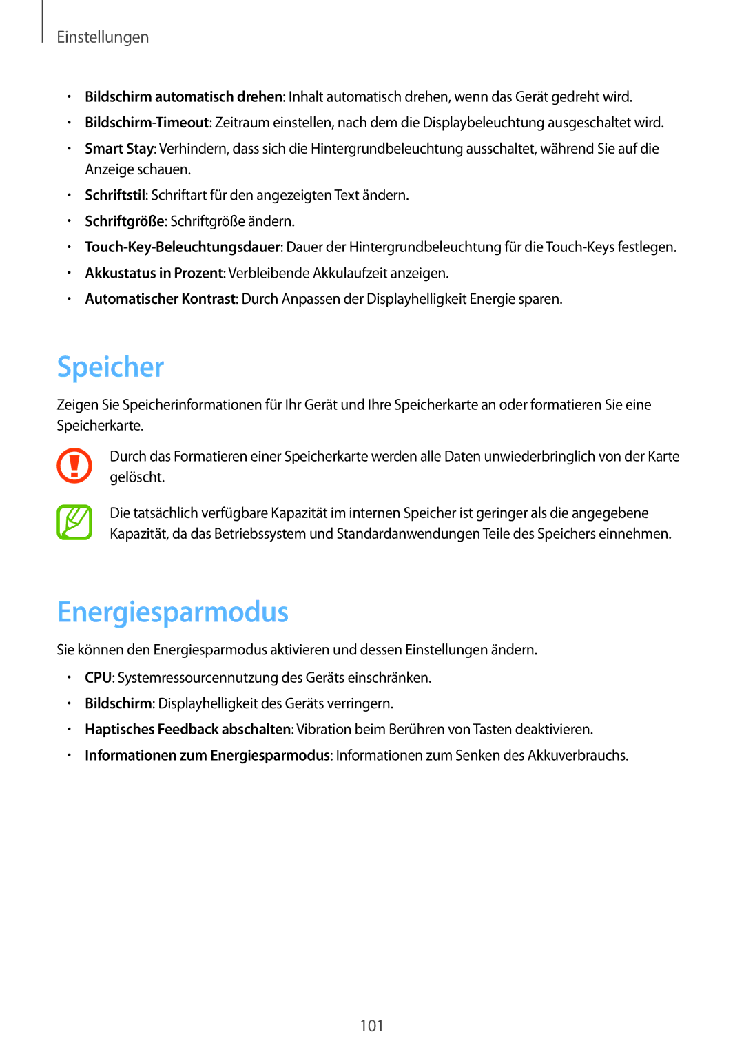 Samsung GT-I9105UANITV, GT-I9105UANTPH, GT-I9105UANDBT, GT-I9105CWNDBT, GT-I9105UANVIA manual Speicher, Energiesparmodus 