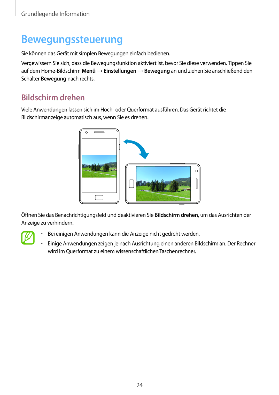 Samsung GT-I9105CWNITV, GT-I9105UANTPH, GT-I9105UANDBT, GT-I9105CWNDBT, GT-I9105UANVIA Bewegungssteuerung, Bildschirm drehen 