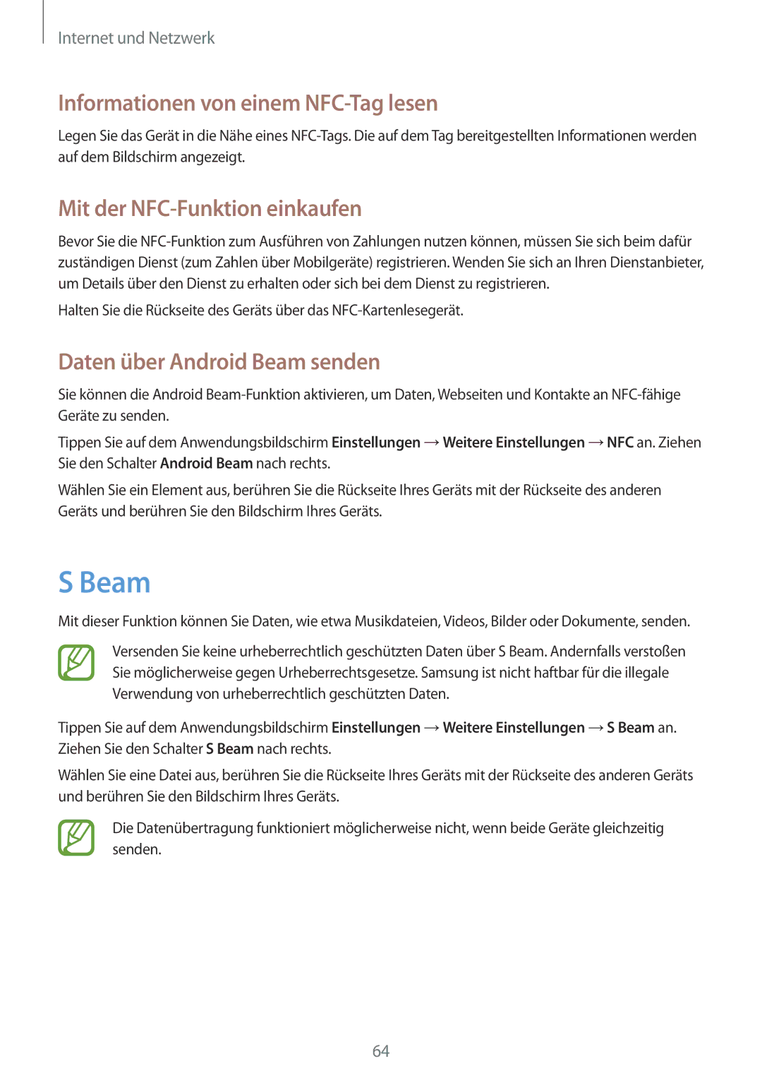 Samsung GT-I9105UANPRT, GT-I9105UANTPH manual Beam, Informationen von einem NFC-Tag lesen, Mit der NFC-Funktion einkaufen 