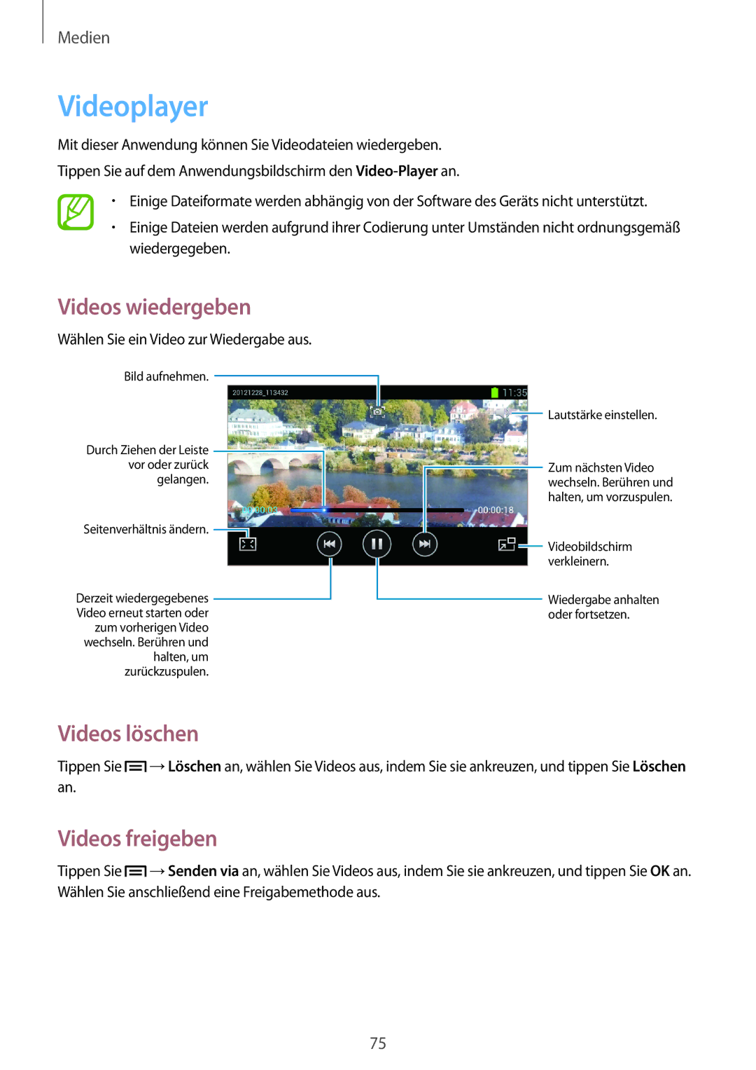 Samsung GT-I9105CWNITV, GT-I9105UANTPH, GT-I9105UANDBT, GT-I9105CWNDBT manual Videoplayer, Videos löschen, Videos freigeben 