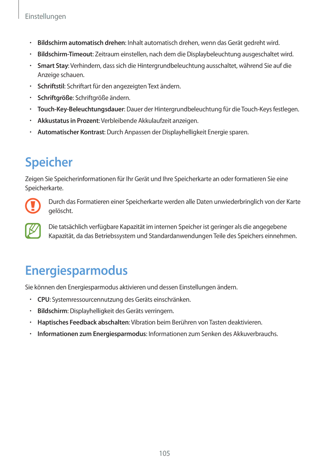 Samsung GT-I9105UANVIA, GT-I9105UANTPH, GT-I9105UANDBT, GT-I9105CWNDBT, GT-I9105UANDTM manual Speicher, Energiesparmodus 