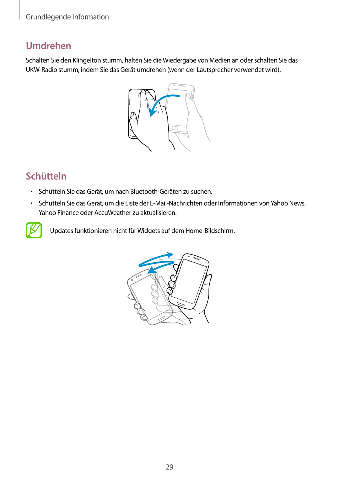 Samsung GT-I9105UANSEB, GT-I9105UANTPH, GT-I9105UANDBT, GT-I9105CWNDBT, GT-I9105UANVIA, GT-I9105UANDTM Umdrehen, Schütteln 