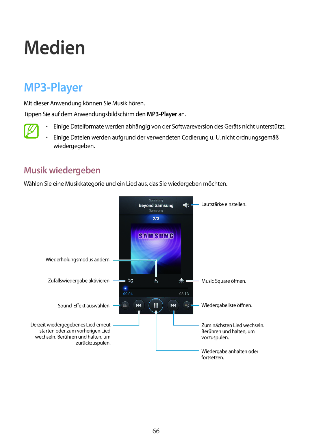 Samsung GT-I9105CWNPRT, GT-I9105UANTPH, GT-I9105UANDBT, GT-I9105CWNDBT, GT-I9105UANVIA Medien, MP3-Player, Musik wiedergeben 