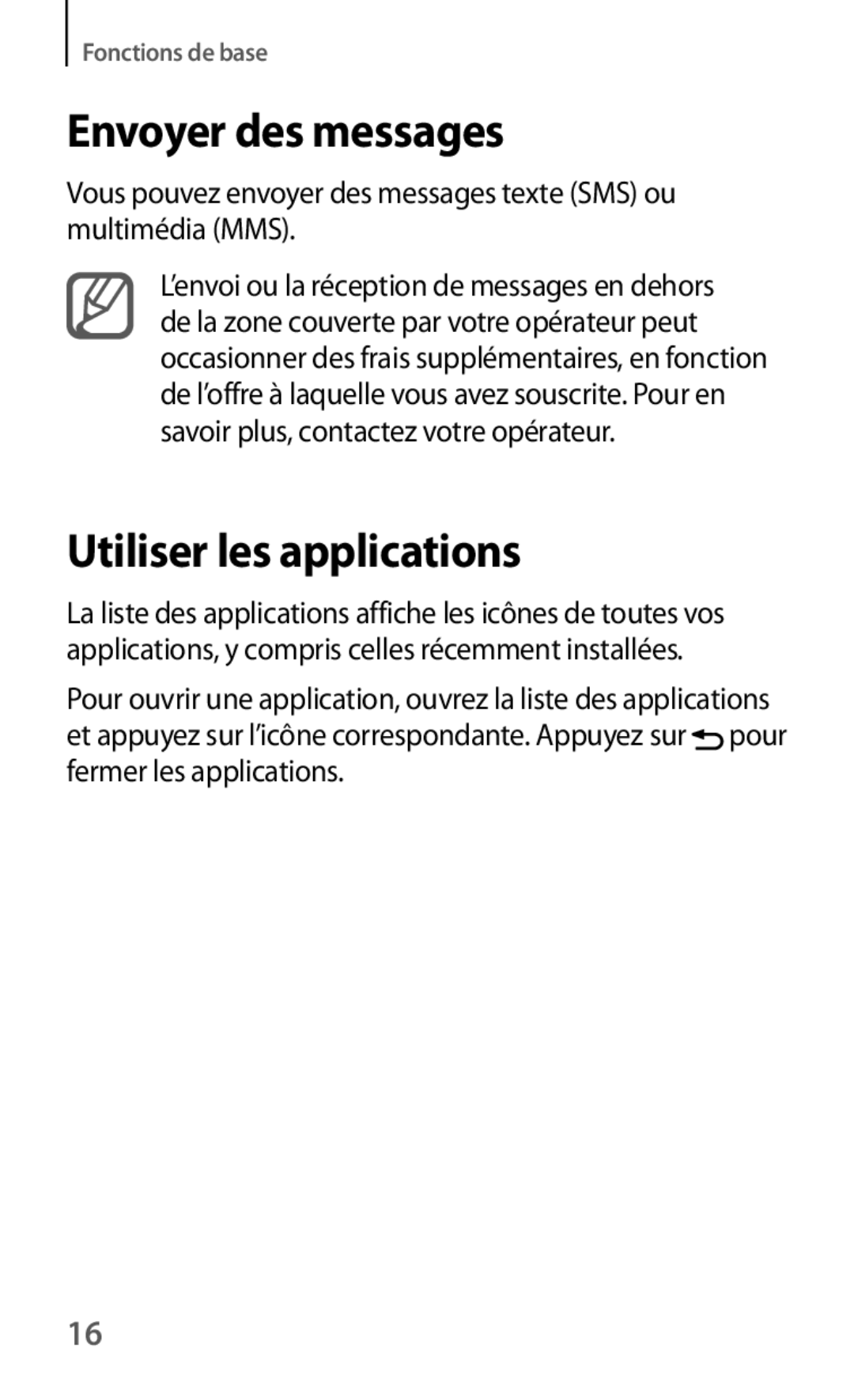 Samsung GT-I9105UANXEF, GT-I9105CWNXEF manual Envoyer des messages, Utiliser les applications 