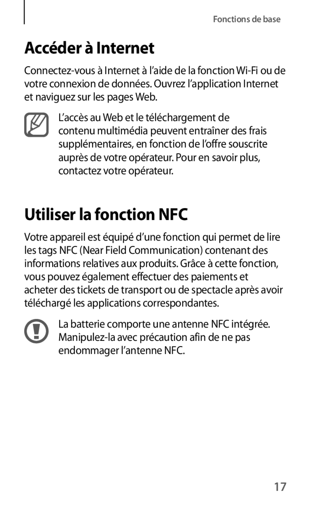 Samsung GT-I9105CWNXEF, GT-I9105UANXEF manual Accéder à Internet, Utiliser la fonction NFC 