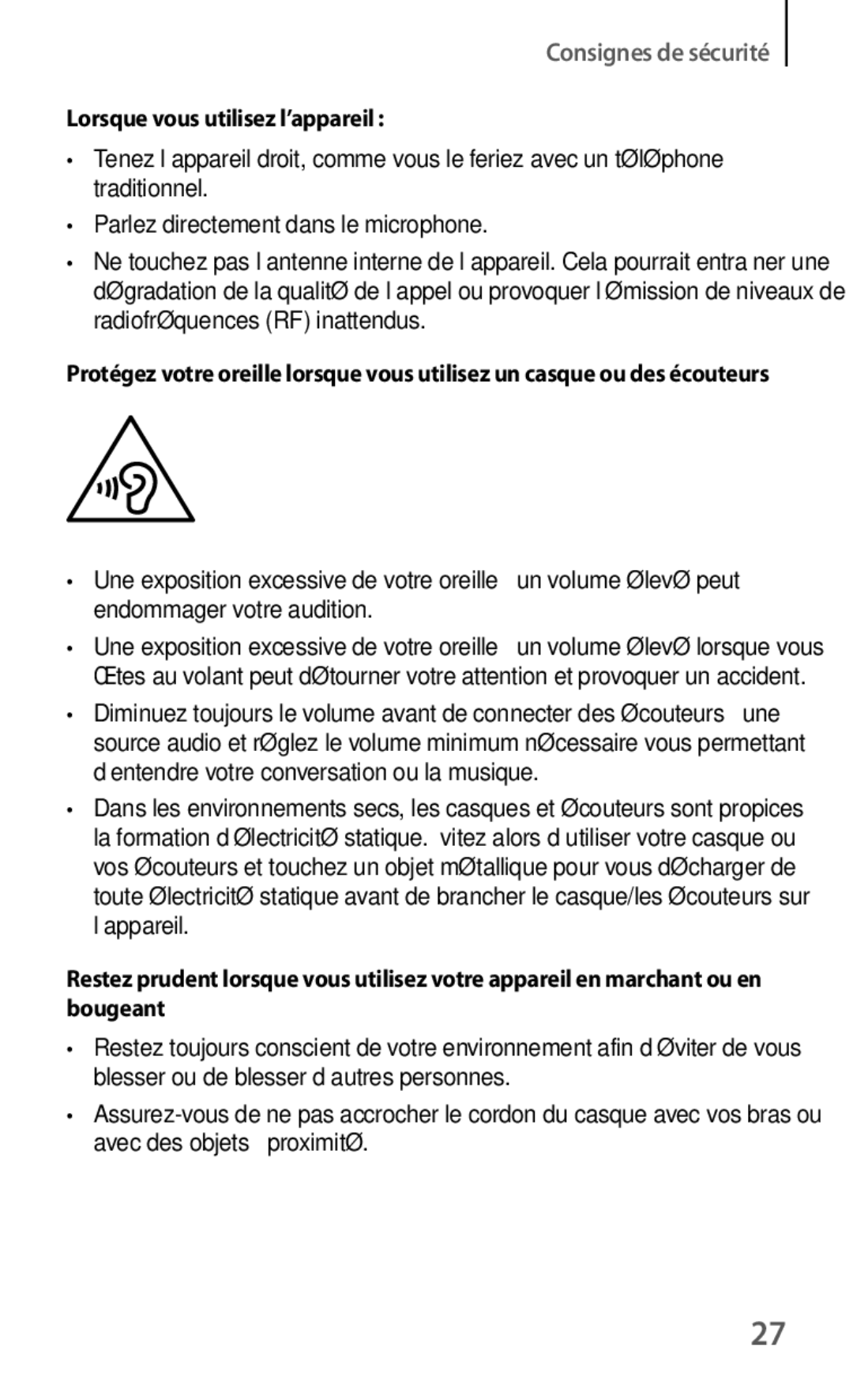 Samsung GT-I9105CWNXEF, GT-I9105UANXEF manual Lorsque vous utilisez l’appareil 