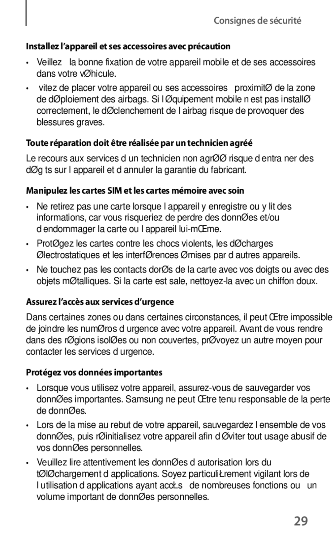 Samsung GT-I9105CWNXEF Installez l’appareil et ses accessoires avec précaution, Assurez l’accès aux services d’urgence 