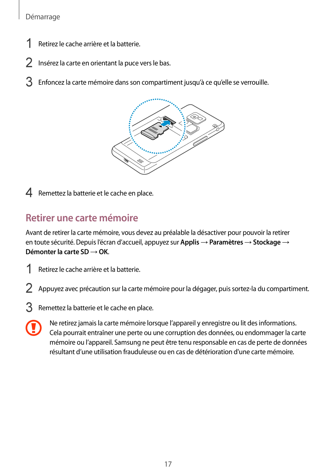 Samsung GT-I9105CWNXEF, GT-I9105UANXEF manual Retirer une carte mémoire 