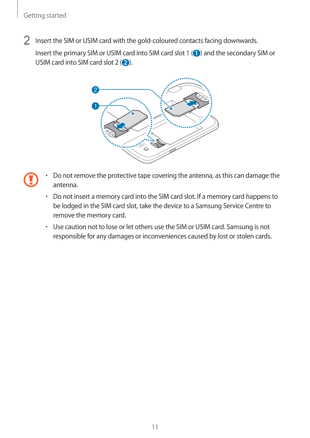 Samsung GT-I9152ZWASER, GT-I9152ZKASER, GT-I9152PPASER manual Getting started 