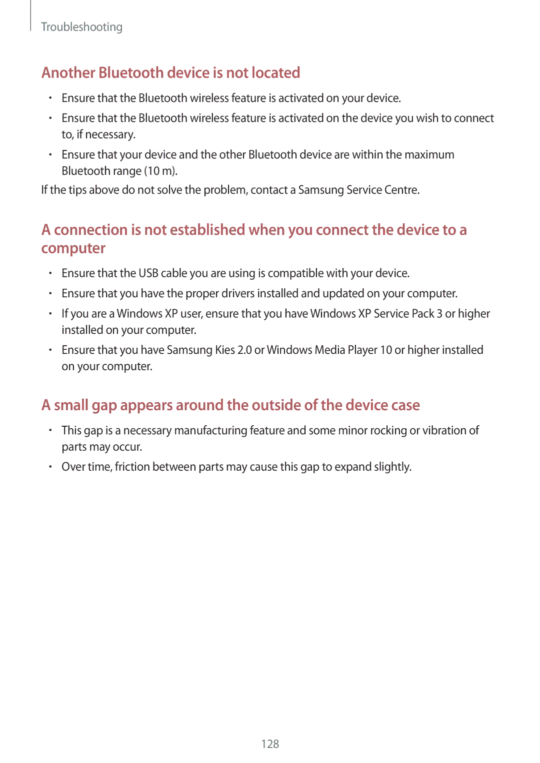 Samsung GT-I9152ZWASER, GT-I9152ZKASER, GT-I9152PPASER manual Another Bluetooth device is not located 