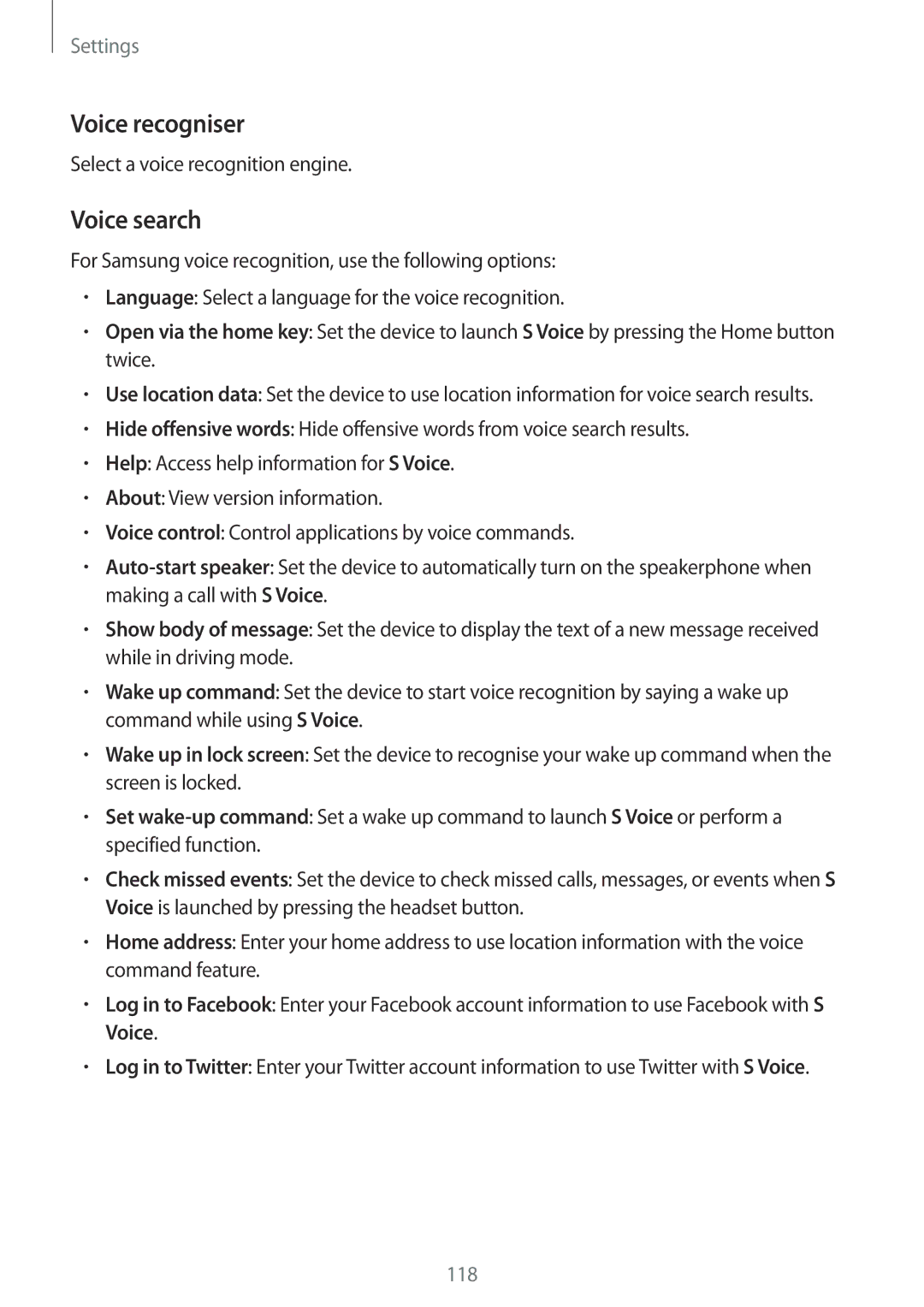 Samsung GT-I9192ZKEKSA, GT-I9192DKYTUN, GT-I9192ZPAMRT, GT-I9192ZNAAFR, GT-I9192ZOAAFR manual Voice recogniser, Voice search 