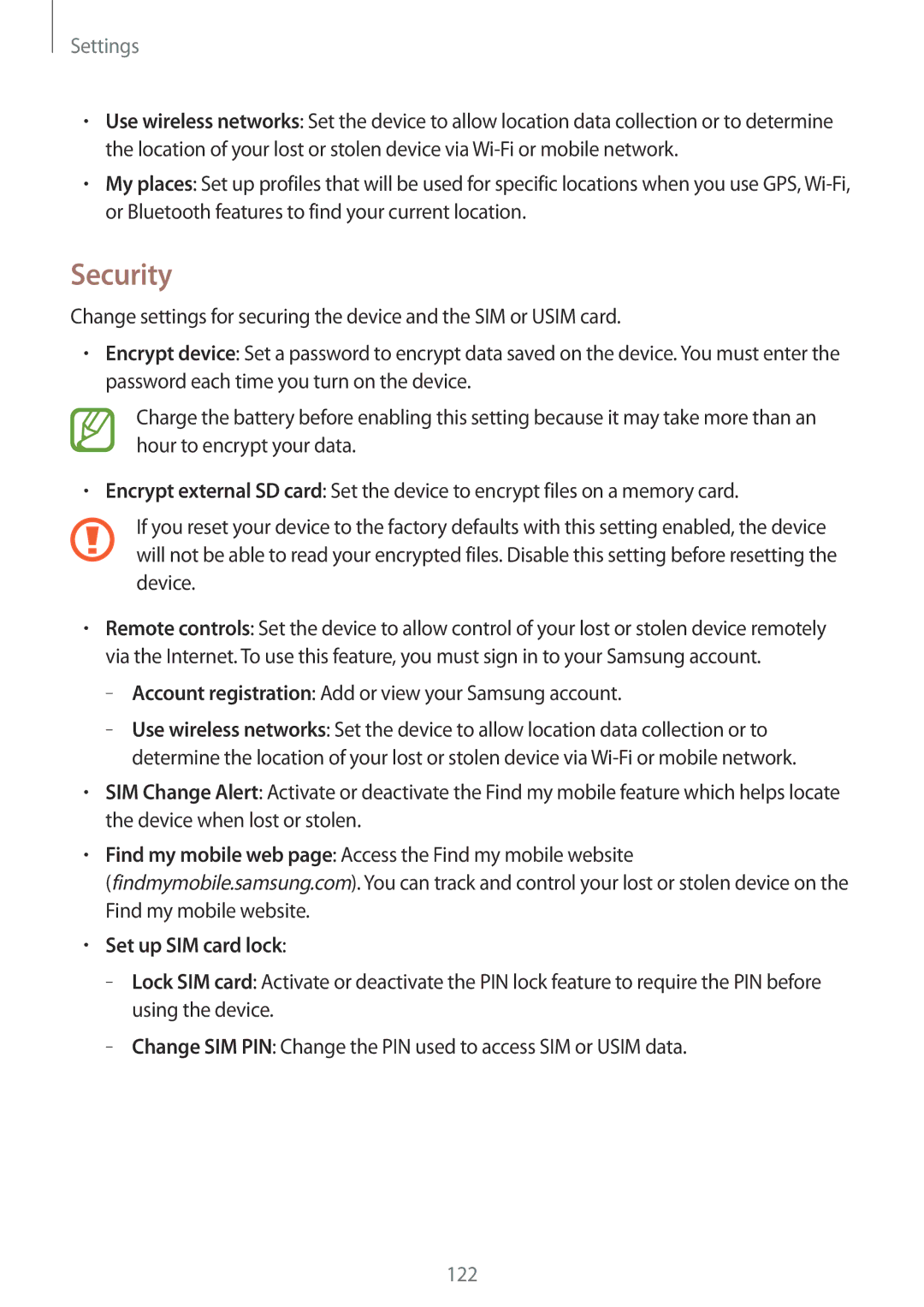 Samsung GT-I9192ZNALYS, GT-I9192DKYTUN, GT-I9192ZPAMRT, GT-I9192ZNAAFR, GT-I9192ZOAAFR manual Security, Set up SIM card lock 