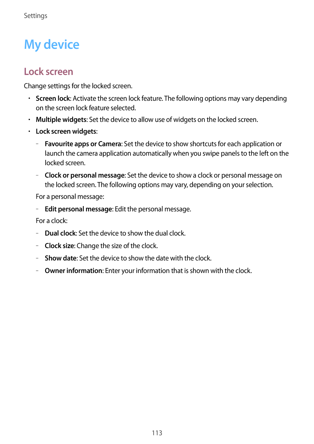 Samsung GT-I9195 user manual My device, Lock screen widgets 