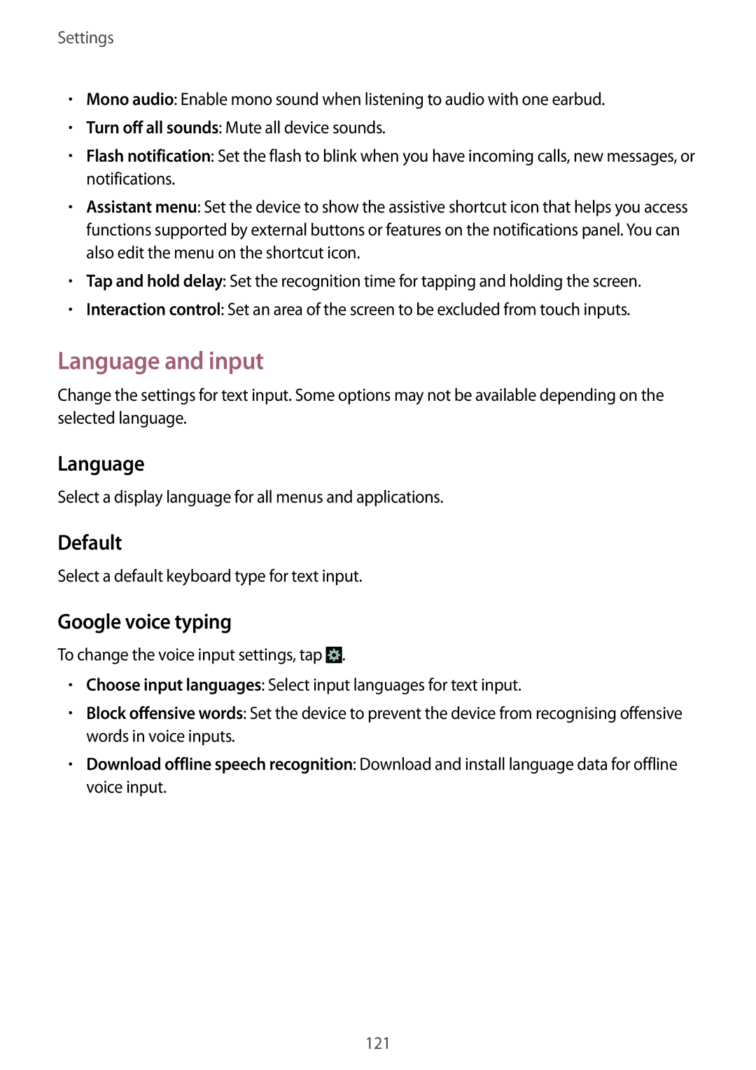 Samsung GT-I9195 user manual Language and input, Default, Google voice typing 