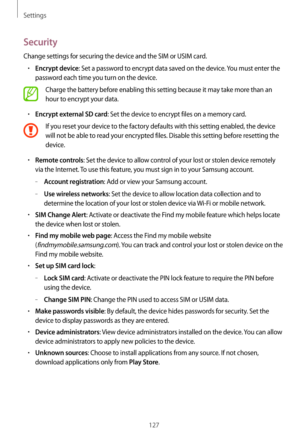 Samsung GT-I9195 user manual Security, Set up SIM card lock 