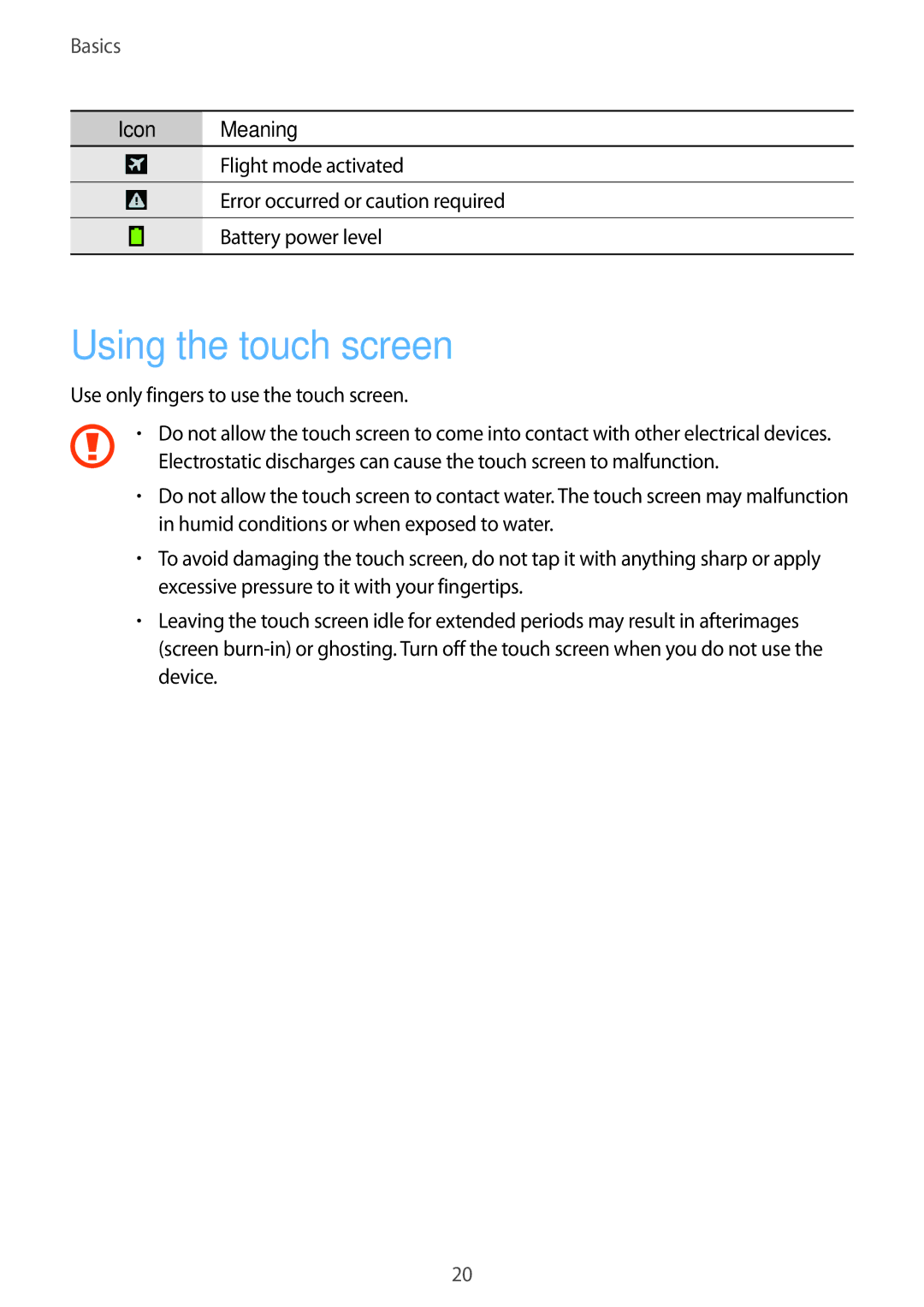 Samsung GT-I9195 user manual Using the touch screen 