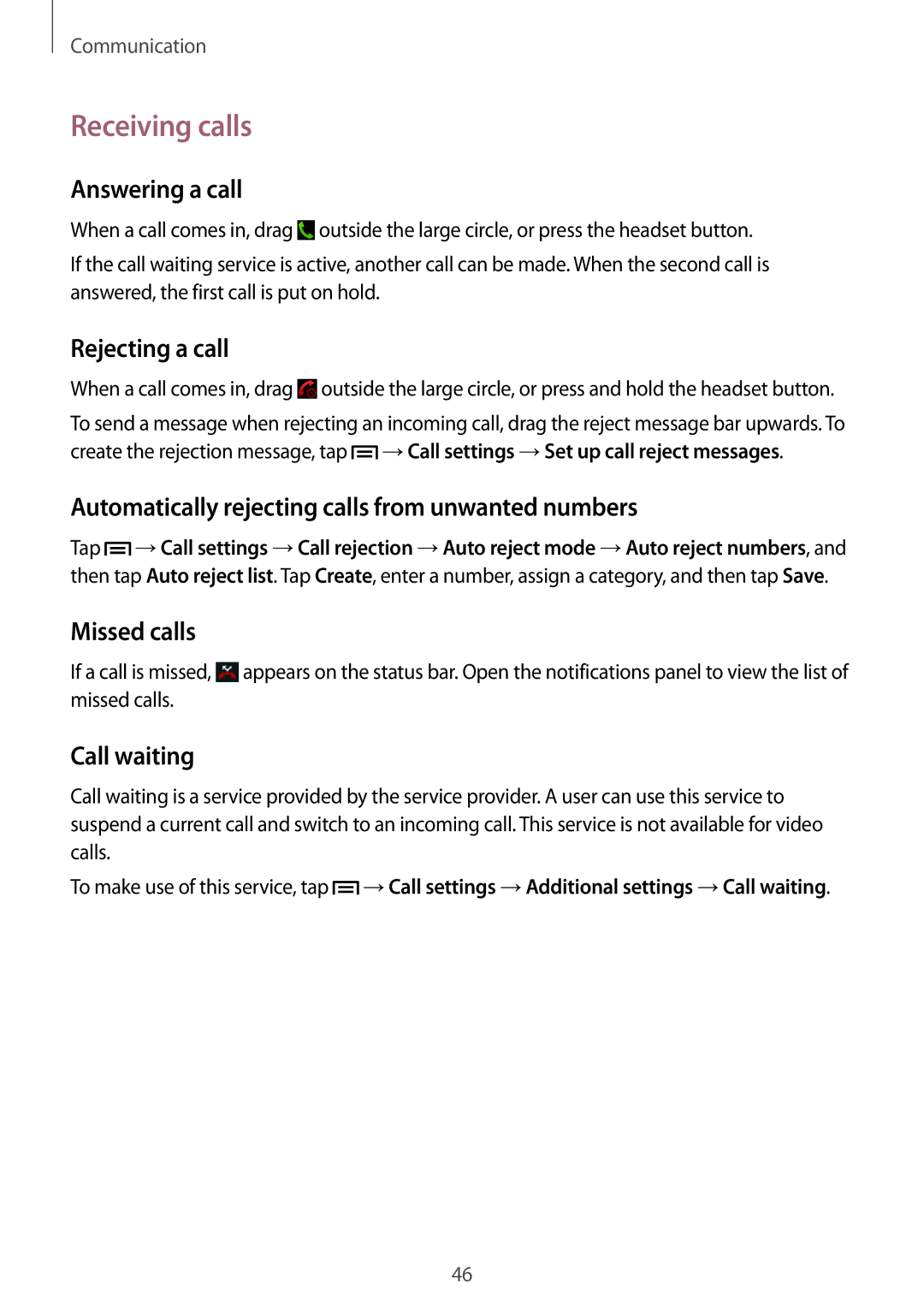 Samsung GT-I9195 user manual Receiving calls 