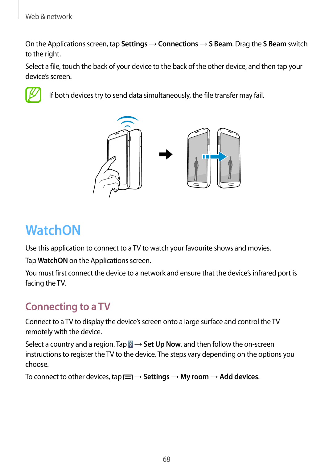 Samsung GT-I9195 user manual WatchON, Connecting to a TV 