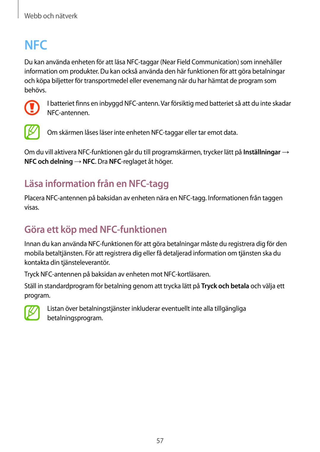 Samsung GT-I9195DKINEE, GT-I9195ZWINEE, GT-I9195ZKINEE Läsa information från en NFC-tagg, Göra ett köp med NFC-funktionen 