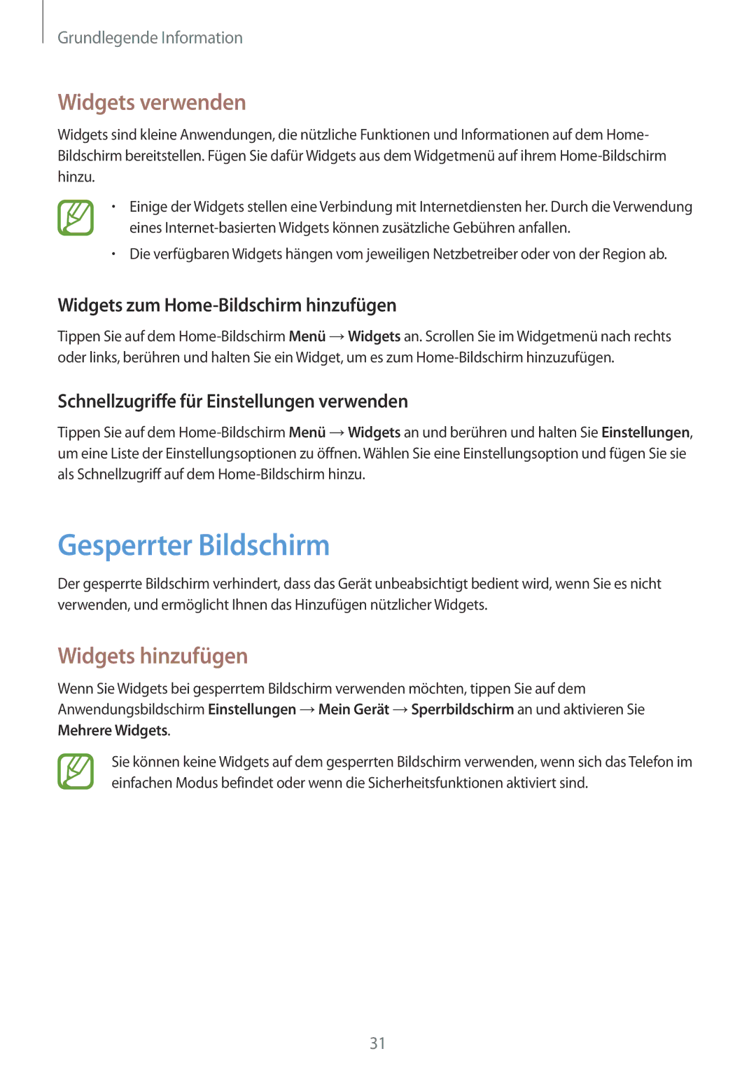 Samsung GT-I9195ZKAEPL, GT-I9195ZKADBT, GT-I9195DKYPLS manual Gesperrter Bildschirm, Widgets verwenden, Widgets hinzufügen 