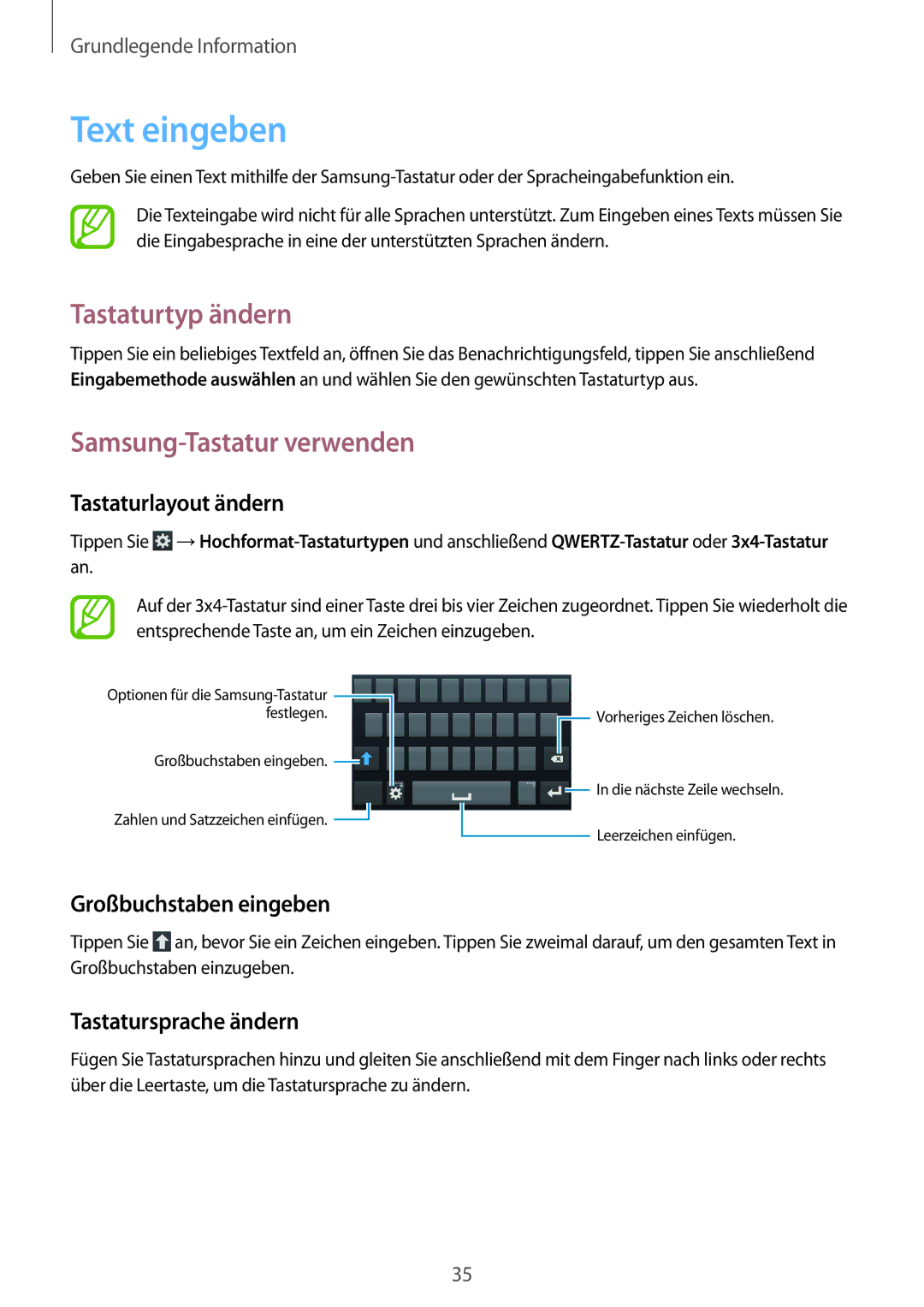 Samsung GT-I9195ZWASEB, GT-I9195ZKADBT, GT-I9195DKYPLS manual Text eingeben, Tastaturtyp ändern, Samsung-Tastatur verwenden 