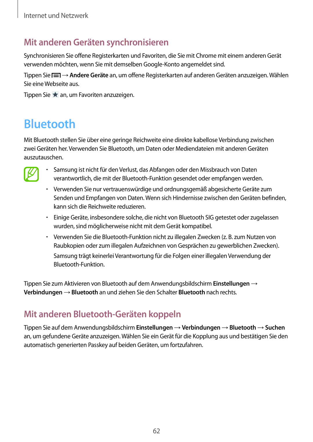 Samsung GT-I9195ZKADBT, GT-I9195DKYPLS manual Mit anderen Geräten synchronisieren, Mit anderen Bluetooth-Geräten koppeln 