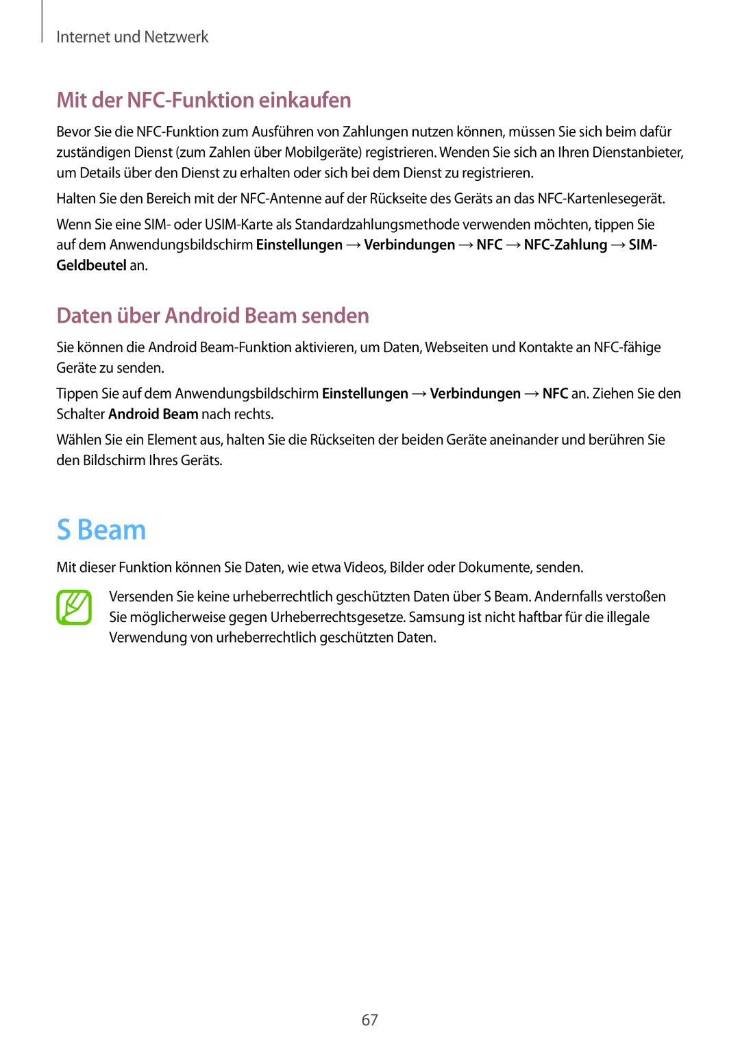 Samsung GT-I9195ZKADTM, GT-I9195ZKADBT Mit der NFC-Funktion einkaufen, Daten über Android Beam senden, Geldbeutel an 