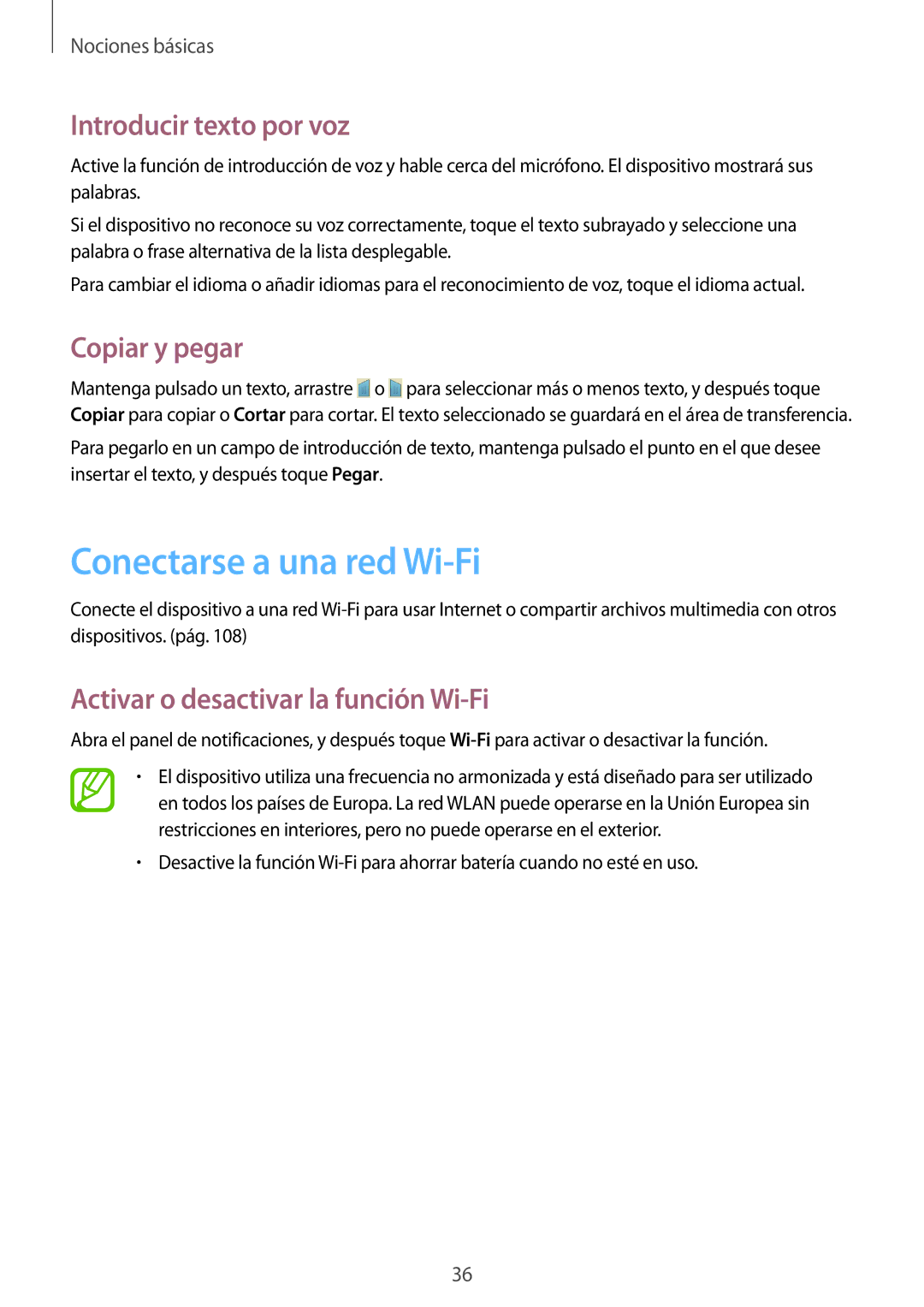 Samsung GT-I9195ZWAPHE, GT-I9195ZKADBT, GT-I9195ZKAMEO Conectarse a una red Wi-Fi, Introducir texto por voz, Copiar y pegar 