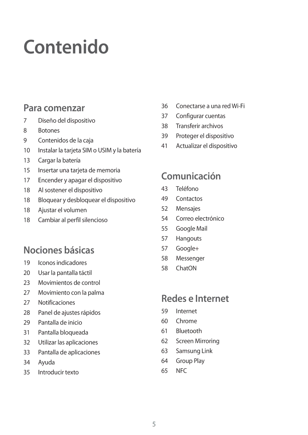 Samsung GT-I9195ZWAITV, GT-I9195ZKADBT, GT-I9195ZKAMEO, GT-I9195ZKAATO, GT-I9195ZWAXEO manual Contenido, Para comenzar 