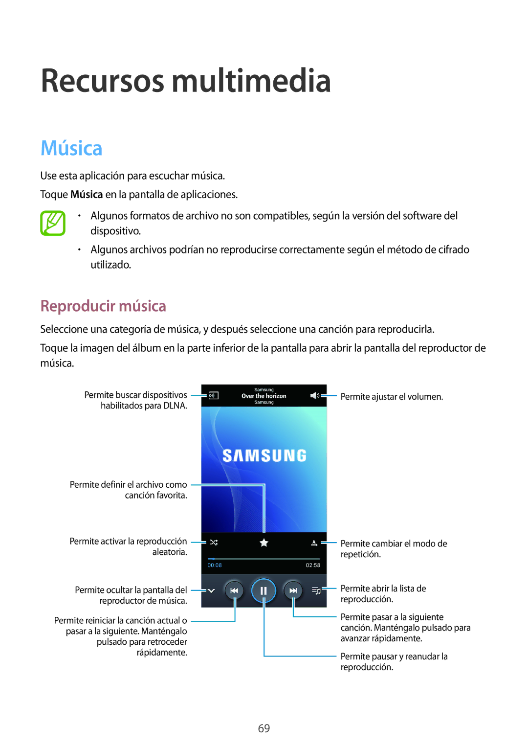 Samsung GT-I9195ZBAAMN, GT-I9195ZKADBT, GT-I9195ZKAMEO, GT-I9195ZKAATO manual Recursos multimedia, Música, Reproducir música 