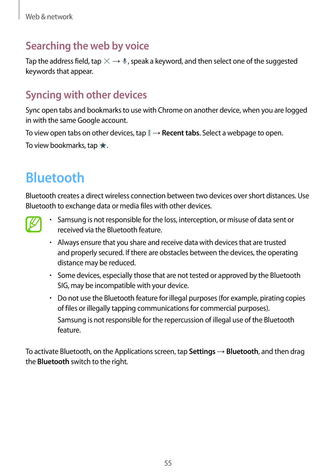 Samsung GT-I9195ZWIVGR, GT-I9195ZKIATO, GT-I9195DKIDBT, GT-I9195ZWIDBT, GT-I9195ZKIDBT Bluetooth, Syncing with other devices 