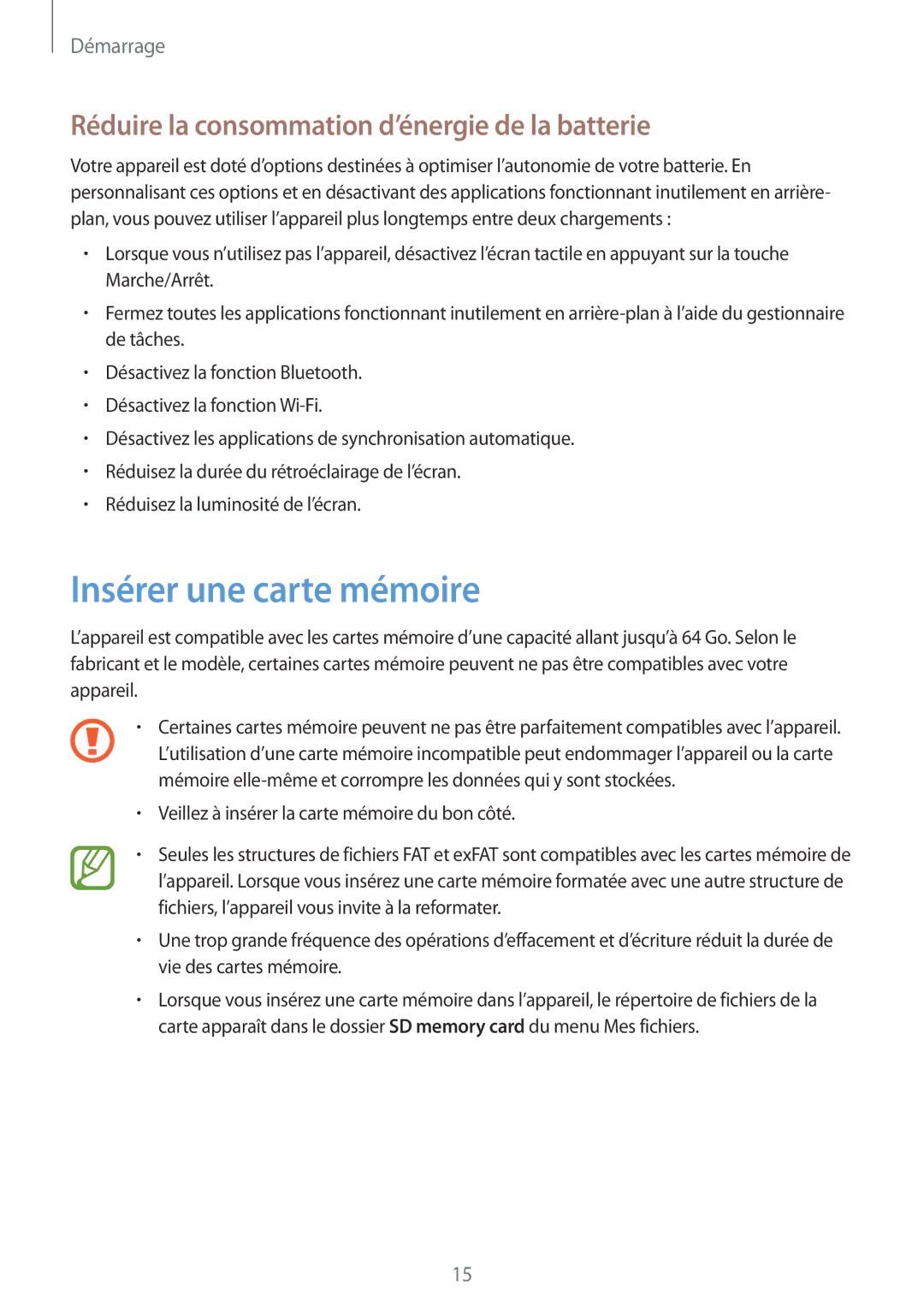 Samsung GT-I9195ZKAFTM, GT-I9195ZRZXEF manual Insérer une carte mémoire, Réduire la consommation d’énergie de la batterie 