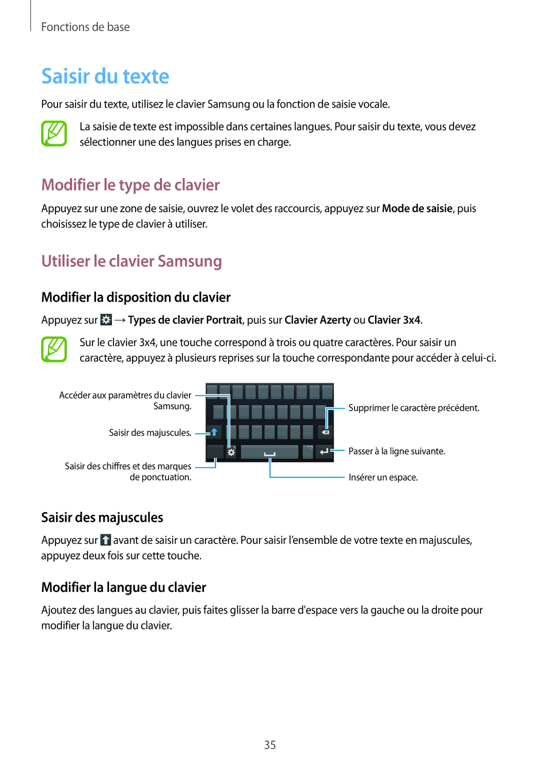 Samsung GT-I9195ZWABOG, GT-I9195ZRZXEF manual Saisir du texte, Modifier le type de clavier, Utiliser le clavier Samsung 